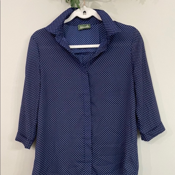 Maude Tops - Casual polka dot blue button shirt size M